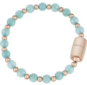Breil, Collezione Magnetica System, Bracciale Uranes, Bracciale Donna in Acciaio IP Rose Lucido e Agata Color Tiffany, Pratica Chiusura con Magnete, Taglia Unica, Gioielli Donna e Ragazza