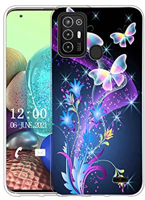 Sunrive Hülle Kompatibel mit ZTE Blade A52 Silikon, Transparent Handyhülle Schutzhülle Etui Case (Q Schmetterling 2)+Gratis Universal Eingabestift MEHRWEG