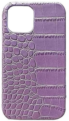 CYSUE Funda con patrón de cocodrilo para Apple iPhone 12 Series (2020), cuero genuino interior flocado púrpura cubierta trasera del teléfono [protección de pantalla y cámara], iPhone 12 Mini (tamaño:
