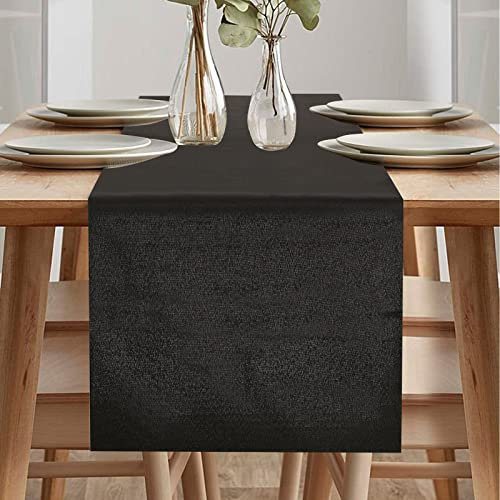 Tischläufer Modern, Tischläufer, Wasserdicht Tischläufer, Läufer Tisch, Tischläufer Frühling Modern, Grün Tischläufer für Draussen Balkon Drinnen Party Dekoration (Schwarz, 40 x 180 cm)