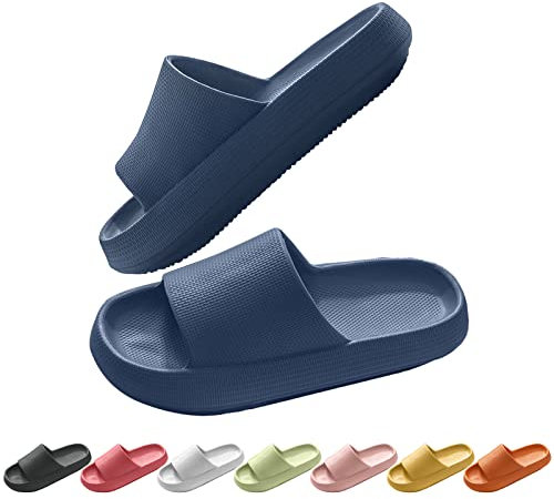 NIBESSER Ciabatte Estive Donna Uomo Ciabatte Nuvola Comode con Suola Spessa Sandali Ciabatte Mare Piscina Antiscivolo Pantofole Traspirante per Casa, Blu, 44/45 EU