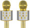 Intempo EE7507WHTSTKEU7 Set aus 2 kabellosen Karaoke-Mikrofonen- 25M kabellose Reichweite, 11 Stunden Laufzeit, Koppeln und Spielen, wiederaufladbare Batterie, USB-Ladekabel enthalten, Weiß/Gold.