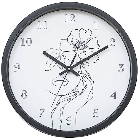 Atmosphera Timo Uhr, Glas, Durchmesser 30 cm, Schwarz und Weiß