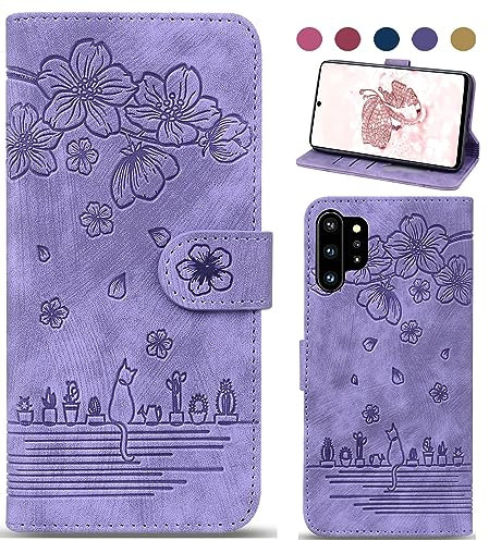 Bxithnr Handyhülle für Galaxy Note 10 Plus Hülle, Leder Klapphülle Brieftasche Magnetverschluss Flipcase Cover mit [Standfunction] [Kartenfach] für Samsung Galaxy Note 10 Plus/Note 10+ / 5G - Lila