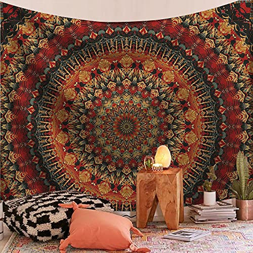 FENDROM Beliebte Handarbeit, indisches Hippie, Bohemian, psychedelisches Pfauen-Mandala, Wandbehang, College, Wohnheim, Strand, Überwurf, Tischdecke, Bettwäsche, Wandteppich