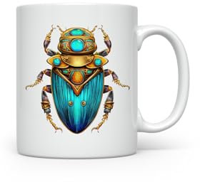 MAXIKIWI - Taza de café o té de cerámica suave y duradera para el hogar u oficina, perfecta para cualquier ocasión, escarabajo del antiguo Egipto, 300 ml