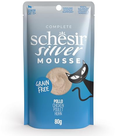Title: Schesir Silver, Geschmack Huhn aus Mousse, komplettes Nassfutter für ältere Katzen (12 x 80 g)