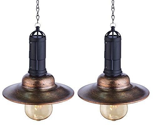 GLOBO LED Solarlampe Hängeleuchte Balkonlampe Industrial Außenleuchte Laterne, Metall dunkel Glas klar, DxH 15,5x50 cm, 2er Set
