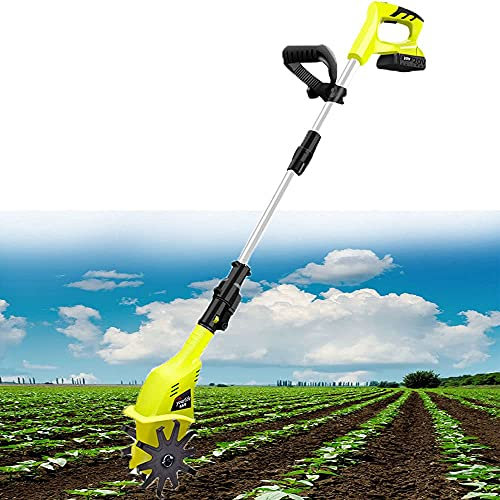 Motobineuse de Jardin, Petites motobineuses pour Jardins sans Fil, avec Une Batterie au Lithium de 4000 mAh et Un Chargeur, poignée réglable, cultivateur Portable pour Jardins, Pot