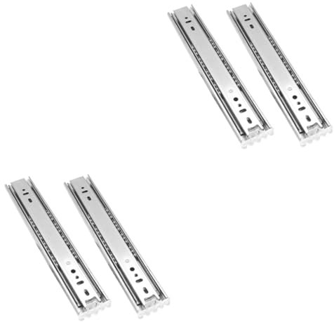 SWAYVES Schubladenführungen,Räuschlose Dreifache Führungsschiene, Schrankgleitschiene, Verriegelbare Schubladenschiene, Stummgeschaltete Schubladenführungen Aus Edelstahl/Sier/35 * 4.31Cm*2Pcs