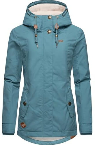 Ragwear Damen warme kurze Winterjacke mit Kapuze Monade Intl | Länge: po-bedeckend | Wärmegrad 3 von 3 – warm gefüttert | wasserabweisend | große Kapuze | für den Winter