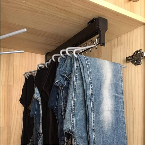 Ausziehbare Kleiderstange - Ausziehbarer Hosenhalter Für Den Kleiderschrank, Ausziehbare Kleiderstange Mit Dämpfer, Robuster, Einziehbarer Hosenhalter, Verstellbare Kleiderstange(550mm/21.6inch)