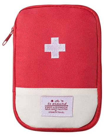 Disnace Mini Borsa di Pronto Soccorso Portatile, Borsa Pronto Soccorso Vuota, Borsa Di Stoccaggio Della Medicina, Mini Borsa Medica Sportiva Portatile, Borsa Porta Medicine da Viaggio (Rosso)