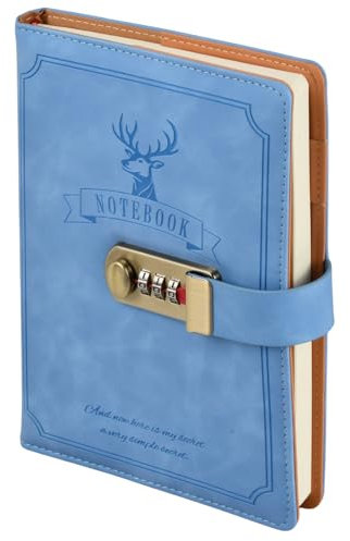 Gudalea Diario in Pelle PU, Diario Vintage 256 Pagine, Taccuino con Password, Retrò Quaderno Delle Password, per Uomini, Donne e Bambini (blu)