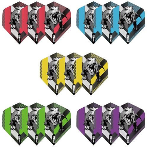 CyeeLife Standard Dart Flights,15 Stück pro Packung (Dinosaurier)