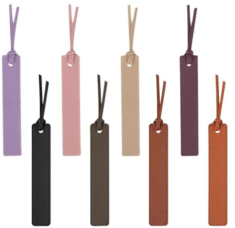 TRKETK 8 Stück Leder-Lesezeichen Personalisiertes Leder-Lesezeichen Lesezeichen mit Lederseil Mehrfarbig Lesezubehör Leser für Buchliebhaber Muttertag Bücherwurm Geschenk
