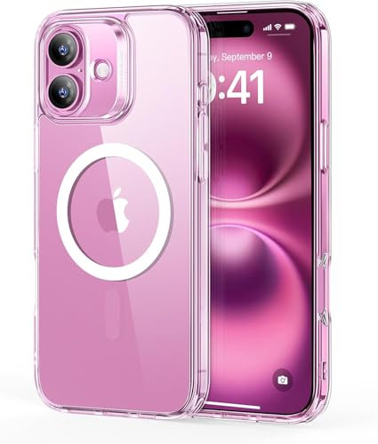 Electrones for Clear iPhone 16 Clear Case, MagSafe Compatible, Shockproof Military-Grade Protection, Magnetic Phone Case, Hybrid Design, Clear Case iPhone 16 Case Cover Megnetic Mag-Safe