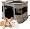 ALLSOPETS Parc pour Chien Pliable, Enclos Portable pour Chiot Chat Lapin, Tente Respirante d’Intérieur/Extérieur avec Sac de Transport, Idéal pour Voyage et Camping (Gris Cendré, XL)