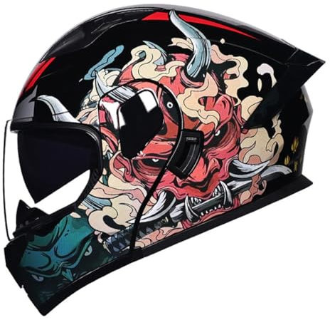 Motorradhelm Klapphelm Rollerhelm ECEDOT Zertifiziert Integralhelme Motorrad Schutzhelm Mit Doppelvisier Modulare Helm Flip Vollvisierhelm Für Erwachsene Frauen Männer 1,XL:61-62CM