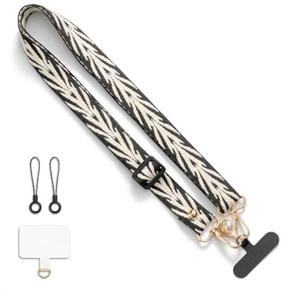 CHUQING Handyband Schwarz Handykette Universal Phone Lanyard Umhängeband Handyhülle Handy Perlenkette Crossbody Schlüsselband