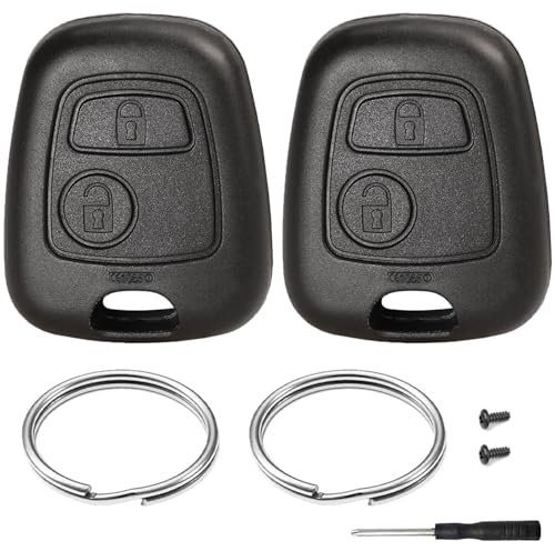 Lot de 2 Coque Clé de Voiture Compatible avec Peugeot 106 107 206 207 208 306 307 308 406 407 806 Citroen C1 C2 C3 C4 C5 Picasso Berlingo Saxo Xsara Toyota Aygo 2 Boutons Télécommande Boîtier Clef