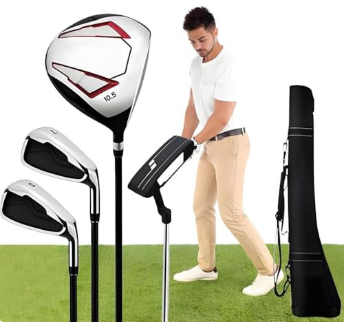 Set Di Mazze Da Golf For Uomo, For Mano Destra, 4 Pezzi, Include Driver In Titanio, Ferri 7/S, 1 Legno Da Fairway E Putter, Con Sacca Da Golf, For Golfisti E Sport All'aria Aperta.(A)
