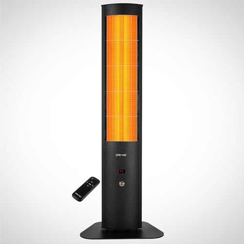 OPRANIC THOR S70 Infrarot Heizstrahler Terrasse mit Standfuß, 2300 W Standheizstrahler IP65, 5 Stufen, Timer & Fernbedienung, Terrassenheizer (Tiefschwarz ohne Haube, 2300 Watt)