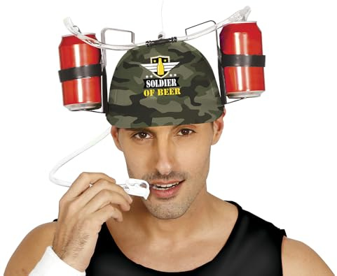FIESTAS GUIRCA | Trinkhelm mit Dosenhaltern und Trinkschlauch - Partyzubehör für Junggesellenabschiede, Festivals, Oktoberfest und Feiern - Verschiedene Designs und Farben