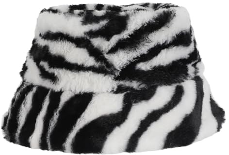 HEMOTON Zebra PlüSch Fischerhut Damen Warmer Winterhut | Weichem Futter Winddichte Warme MüTze Faltbar FüR Herbst Und Winter FüR Freizeit Und Party