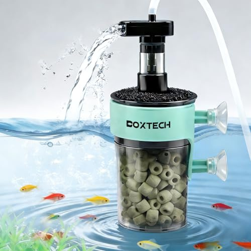 boxtech Aquarium Nano-Innen Filter,Leiser Aquariumfilter mit Filtermedien, Kompakter Filter für Garnelen, Betta & Aufzuchtbecken (L)