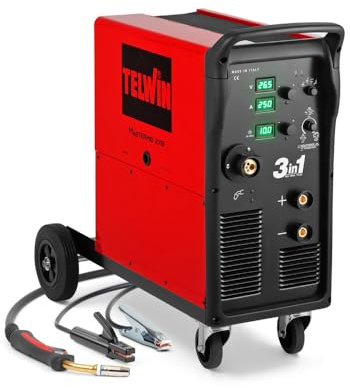 TELWIN MASTERMIG 275i Saldatrice Inverter Multiprocesso 3 in 1, MIG-MAG/MMA/TIG DC-Lift, 250A, 400V Trifase, Display Digitale, con Accessori