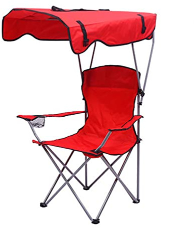 QRLKJHGFA Ultra Lightweight Folding Chair, Folding Beach Chair Shade Canopy Cup Holder Multicolor Multiple Sizes(Red,60x60x100/129cm)
