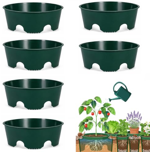 6 Stück 22,9 cm Pflanzenringe für Outdoor-Pflanzen, Pflanzen-Wachstumsringe, verstellbare Pflanzenstützringe, separate Steine und Schädlinge für tiefe Bewässerung von Gemüse, Kräutern und Blumen
