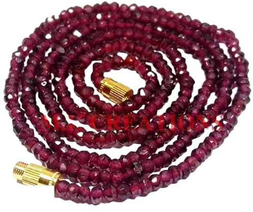Granato indiano naturale 3-4mm rondelle sfaccettato perle 42collana lunga in rilievo, granato gioielli in rilievo di perle, esclusivamente da m.k.creations, granato granato gemme