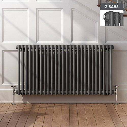 iBathUK Regency Horizontal Column Radiator, Double Panel Radiators, 600x1190mm Slim Radiator, Wall Mounted for Bathroom,Kitchen,Living Room- Anthracite