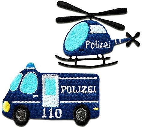 Catch the Patch Polizei Auto Hubschrauber - (Größe: verschiedene Größen) – Patches & Bügelbilder zum Aufnähen oder Aufbügeln – Für Kleidung, Jacken, Rucksäcke & DIY-Projekte