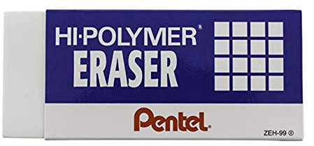 Pentel Hi-Polymer Block Radiergummi, Super XL, Weiß, 8 Stück (ZEH-99)