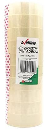 Nastro Adesivo Trasparente mm 15x33 mt, Confezione da 10 Pezzi