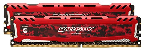 Crucial Ballistix Sport LT BLS2K8G4D30AESEK Desktop Gaming Speicher Kit (3000 MHz, DDR4, DRAM, 16GB, 8GB x2, CL15) rot