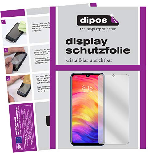 dipos I 4X Protector de Pantalla Compatible con Xiaomi Redmi Note 7 pelicula Protectora Claro (2X Delantera + 2X Trasera)