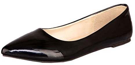 MISSUIT Damen Flache Pumps Lack Spitz Ballerinas Pointed Toe Schuhe Geschlossen(Schwarz,47)