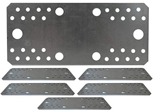 Placa de unión plana galvanizada, resistente, de metal, resistente, tamaño grande, 210 x 90 x 2,5 mm, paquete de 5 unidades