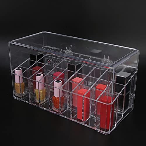 36 Grid Transparent Lipsticks Storage Box with Lid, Clear Cosmetic Makeup and Jewelry Organizer, Mascara, Nail Polish, Makeup Tools Organizer, Office Statione