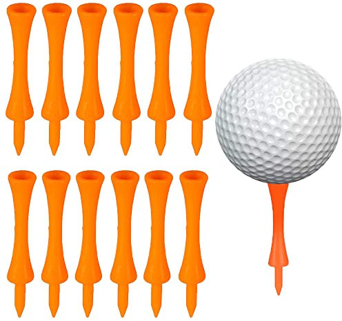 Willoo 70 Stück 70mm Orange Kunststoff Golf Tees, Orange Golf Tee, Golf Tees Kunststoff Lang Kurz, Kunststoff Golftees Hohl Wiederverwendbar für Golffahrer Trainieren (Orange)
