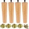 HEIHAK 4 Pack 20cm / 8 inch Wooden Furniture Legs, Solid Wood Sofa Legs, Wood Sofa Replacement Furniture Feet with Mounting Plates, Screws and Non-Slip Pad for Table, Couch, Bed, Ottoman