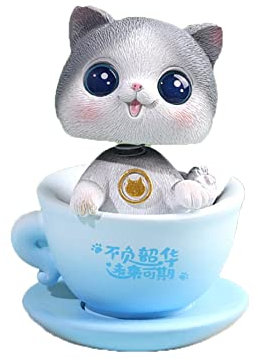 iSpchen Wackelfigur Auto Wackelkopf Figur Katze Cartoon Tier Puppe Ornamente Auto Armaturenbrett Dekoration Desktop Spielzeug Auto Zubehör Innenraum für Auto Büro Home Schreibtisch Ornamente
