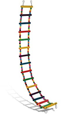 DS. DISTINCTIVE STYLE Bird Ladder Toys Coloured Flexible Parrot Swing Bridge Wooden Cockatiel Cage Hanging Climbing Ladder (39 in (16 Steps))