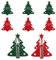 FainFun Weihnachtsbaum Bestecktasche, 8 Stücke Besteckhalter Filz Weihnachten, Bestecktasche Filz Weihnachten, Besteckbeutel Weihnachten, Rot und Grün, Für Weihnachtsfeiern, Festliche Abendessen