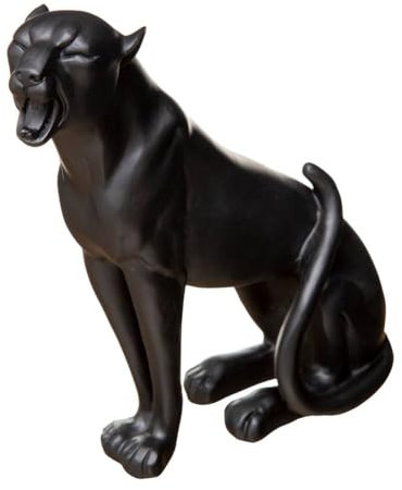 Atmosphera - Leopardenstatuette - Kunstharz - schwarz - H19-5 cm - Schwarz