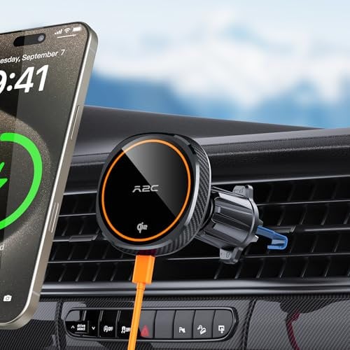 APPS2Car Qi2 15W Magsafe Handyhalterung Auto mit Ladefunktion Handy Halterung Auto Lüftung Kabellose Kfz-Handyhalterung Magnet Wireless Charger Car Holder Induktives Laden für iPhone, Samsung,etc.